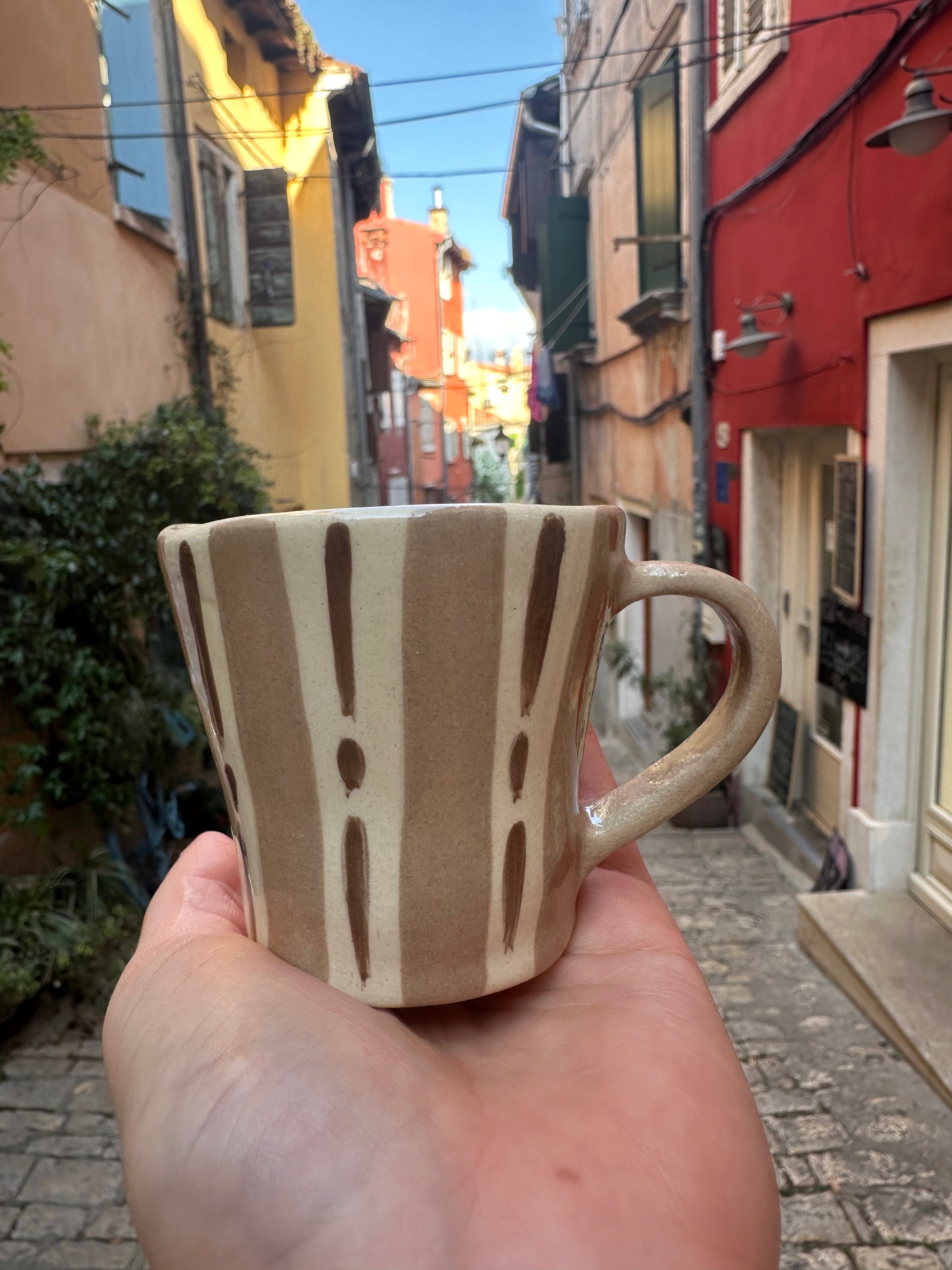 Espresso cup brown stripes